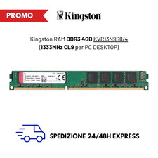 ? NUOVA MEMORIA RAM Kingston KVR13N9S8/4 4GB DDR3 1333Mhz CL9 UDIMM