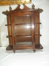 Vintage vetrinetta bacheca piattaia espositore legno noce a muro parete appoggio