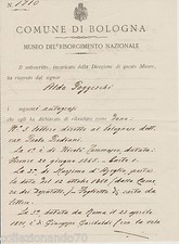Q176--BOLOGNA MUSEO DEL RISORGIMENTO RICEVUTA DI DONAZIONE MARZO 1916