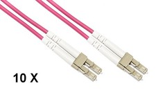 CONFEZIONE 10 CAVI FIBRA OTTICA LC A LC MULTIMODE DUPLEX OM4 GUAINA 2 MM 50/125 