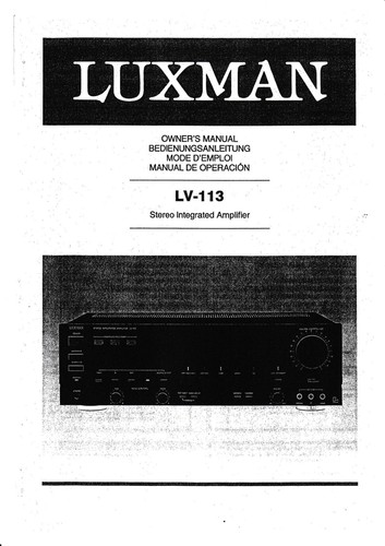 Manuale uso per luxman - manuale,