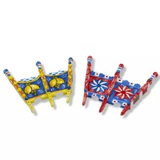 Sponda di Carretto Siciliano in ceramica di Caltagirone, in vari decori, 17x15 c