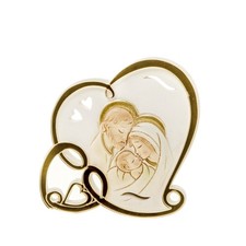 Golden icona cuori sacra famiglia h.8 cm bomboniera matrimonio anniversario  ETM