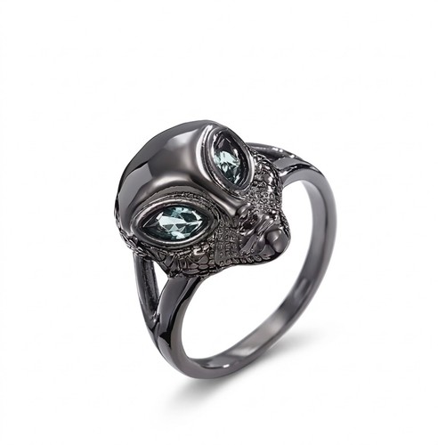 Anello testa aliena cromato - anello,