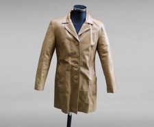 Cappotto donna pelle overcoat trench beige vintage anni 90 taglia L