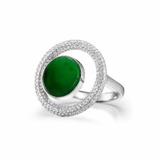 【KATHY JADE】Anello in argento giada giadeite verde《Crepuscolo》《Grado A》 (US.SIZE:6.5)