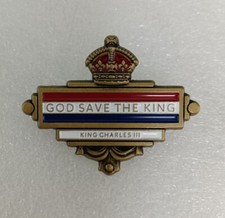 GOD SAVE THE KING - KING CHARLES III ENAMEL BADGE BRITISH COMMONWEALTH