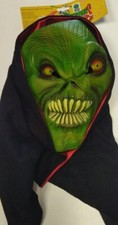 maschera - demone / alieno - verde - cappuccio nero