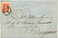 LOMBARDO VENETO BUSTA DA MILANO s. 5 DEL 12.1 PER BERGAMO 13.1 - SASSONE 25