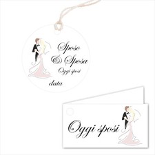 Bigliettini Bomboniera Personalizzato - OGGI SPOSI MOD 5 - con piega o tondo