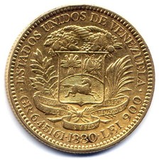 Venezuela : 20 Bolivares 1880