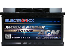 Electronicx Mobile Edition Batteria AGM 100 AH 12V Alimentazione Tempo Libero