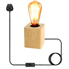 Base lampada da tavolo legno massello E27 220 V luce legno spina 3 pin con interruttore on/off