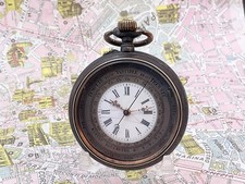 OROLOGIO TASCA con Barometro . Ferro Brunito : 1890. Raro !