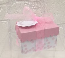 20 PEZZI Portaconfetti 8x5x5 LIGHT POIS ROSA nastro escluso con bollino 047K