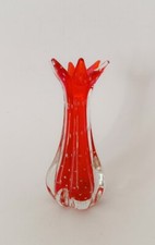 ♥ VASO IN VETRO DI MURANO BULLICANTE ROSSO SEGUSO VINTAGE DESIGN