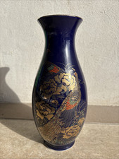 Vaso Vintage Giapponese Kutani - Blu Cobalto Con Decorazioni In Oro