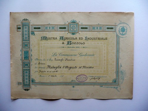 Diploma mostra agricola - mostra,