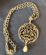 collana argentata vintage americana anni 60 con ciondolo perla firmata Avon