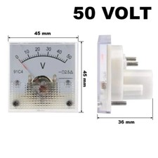 VOLTMETRO ANALOGICO DI TENSIONE 50V, 0-50V DC DA PANNELLO CORRENTE CONTINUA 