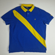 Polo Ralph Lauren uomo XL vestibilità personalizzata manica corta polo blu cotone VNTG