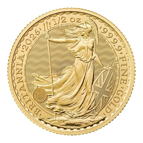 Britannia oro 999 - britannia, 1/2