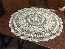 Tovaglia rotonda vintage uncinetto fatto fatta a mano pizzo cotone 