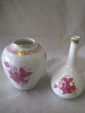 2 x bellissimo vaso viola Herend apponyi alto circa 11 + 13 cm