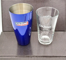 CINZANO SHAKER ACCIAIO + BICCHIERE COCKTAIL PUBBLICITARIO