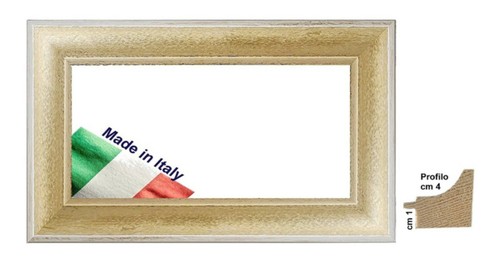 Cornice bianca oro legno - bianca, e