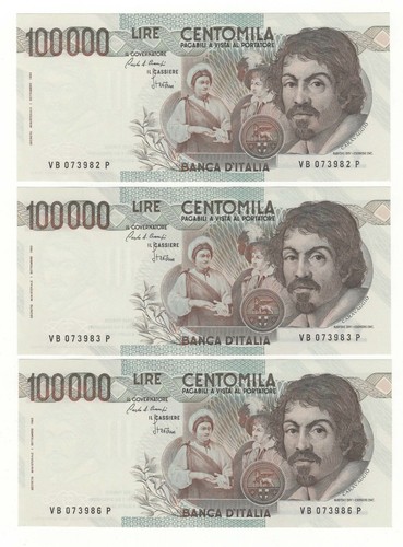 100000 lire caravaggio - lire, i°