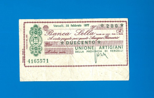 Miniassegni falso banca - miniassegni, sella