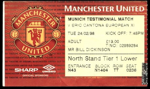 Biglietto 1998 manchester - biglietto,