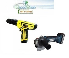 Trapano avvitatore 10,8V Litio 2 Batterie+ Flex/Smerigliatrice 115mm a batteria