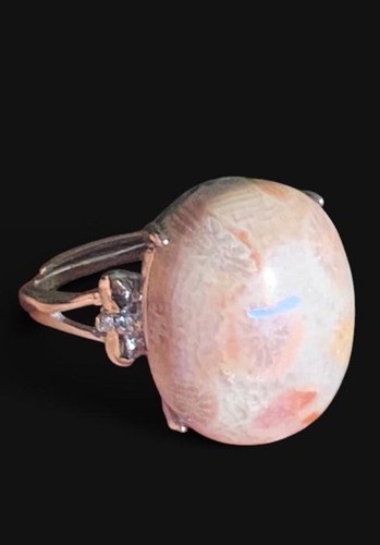 Anello pietra diaspro corallo