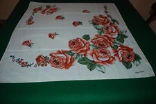 Leonardi,  foulard donna, Bianco con rose rosso cupo e foglie, come nuovo