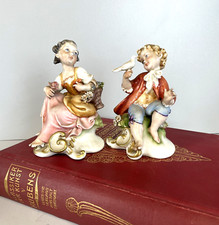 COPPIA STATUINA FIGURA PORCELLANA CAPODIMONTE G. Cappe PASTORELLI  12 cm/h '50s