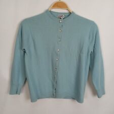 Cardigan Ballantyne puro cashmere colore blu taglia M con bottoni girocollo