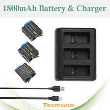 3X Batteria per GoPro Hero7 Hero6 Hero5 Hero8 Hero 2018 AHDBT-501/601/701+Caricabatterie