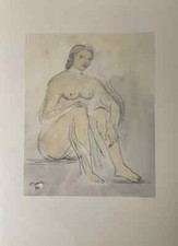 Henry Moore  Litografia "Nudo Seduto"