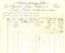 1874 TORINO Ditta TESTORE e GRUNER acido citrico e anilina *Fattura commerciale