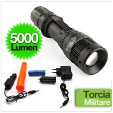 TORCIA MILITARE LED CREE TATTICA 5000 LUMENS CON ZOOM RICARICABILE CONO