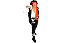Costume Pirata Carnevale Corsaro dei Mari Caraibi Nero Adulti Uomo L.3842