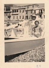 B5 - Foto Photo Fotografia Anni 60 - Coppia Bambini Mare Spiaggia Pedalo