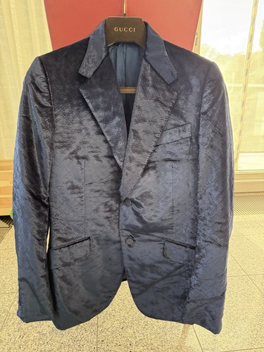 Blazer uomo gucci raso blu - -,