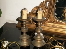 coppia antichi candelabri bronzo dorato in stile classico convertiti abat jours 