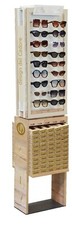 espositore per occhiali da vista e da sole sia in legno/ plexiglass e in metallo