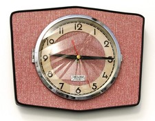 NUOVO 25 cm rosso orologio da parete retrò - formica fatta a mano metà secolo vintage regalo francese