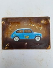 Insegna Fiat 600, 30x20 cm