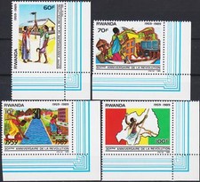 Ruanda 1989 Rivoluzione Industria Camion Agricoltura Strumenti Bandiera Acqua Mappe MNH